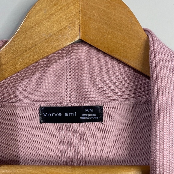 Verve Ami Long Sleeve Open Front Cardigan Sweater Medium Career Teacher Preppy - Picture 2 of 10